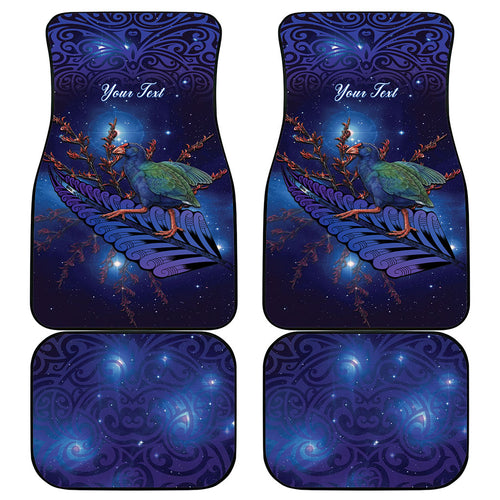 Takahe New Zealand Personalised Car Mats Harakeke Silver Fern Maori Pattern