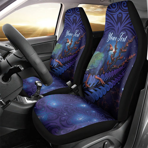 Takahe New Zealand Personalised Car Seat Cover Harakeke Silver Fern Maori Pattern