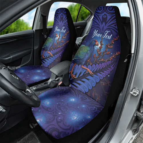 Takahe New Zealand Personalised Car Seat Cover Harakeke Silver Fern Maori Pattern