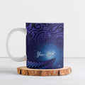 Takahe New Zealand Personalised Ceramic Mug Harakeke Silver Fern Maori Pattern