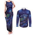 Takahe New Zealand Personalised Couples Matching Tank Maxi Dress and Long Sleeve Button Shirt Harakeke Silver Fern Maori Pattern