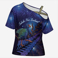 Takahe New Zealand Personalised Cross Shoulder Shirt Harakeke Silver Fern Maori Pattern