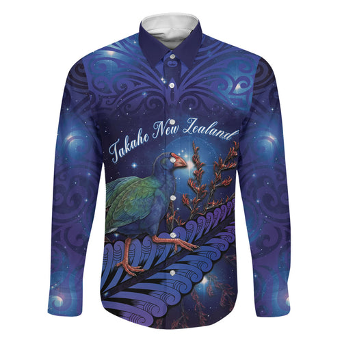 Takahe New Zealand Personalised Family Matching Long Sleeve Bodycon Dress and Hawaiian Shirt Harakeke Silver Fern Maori Pattern