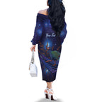 Takahe New Zealand Personalised Family Matching Off The Shoulder Long Sleeve Dress and Hawaiian Shirt Harakeke Silver Fern Maori Pattern