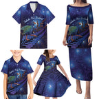 Takahe New Zealand Personalised Family Matching Puletasi and Hawaiian Shirt Harakeke Silver Fern Maori Pattern