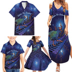 Takahe New Zealand Personalised Family Matching Summer Maxi Dress and Hawaiian Shirt Harakeke Silver Fern Maori Pattern