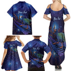 Takahe New Zealand Personalised Family Matching Summer Maxi Dress and Hawaiian Shirt Harakeke Silver Fern Maori Pattern
