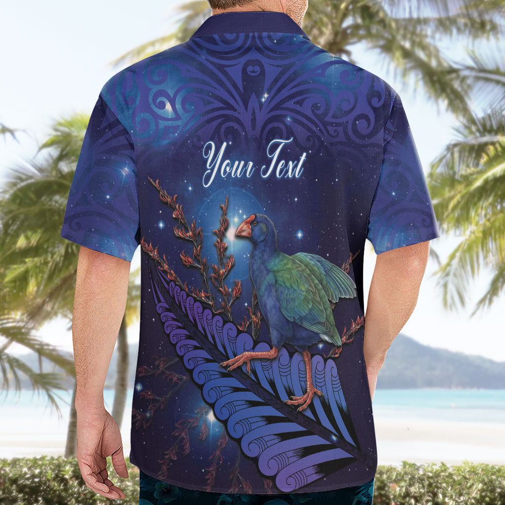 Takahe New Zealand Personalised Hawaiian Shirt Harakeke Silver Fern Maori Pattern