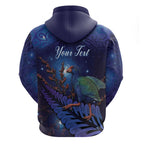Takahe New Zealand Personalised Hoodie Harakeke Silver Fern Maori Pattern