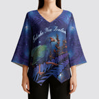 Takahe New Zealand Personalised Kimono Sleeve Blouse Harakeke Silver Fern Maori Pattern