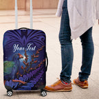 Takahe New Zealand Personalised Luggage Cover Harakeke Silver Fern Maori Pattern