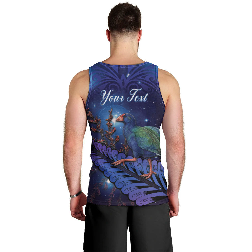 Takahe New Zealand Personalised Men Tank Top Harakeke Silver Fern Maori Pattern