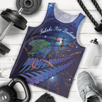 Takahe New Zealand Personalised Men Tank Top Harakeke Silver Fern Maori Pattern