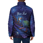 Takahe New Zealand Personalised Padded Jacket Harakeke Silver Fern Maori Pattern