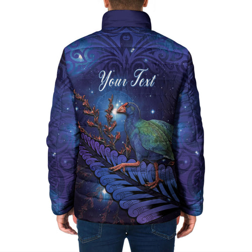 Takahe New Zealand Personalised Padded Jacket Harakeke Silver Fern Maori Pattern