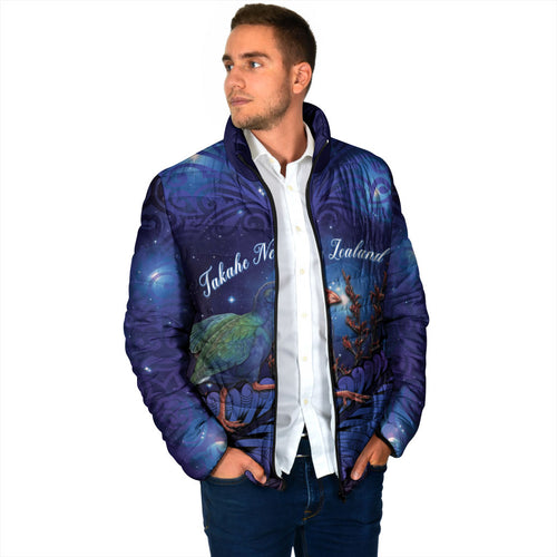 Takahe New Zealand Personalised Padded Jacket Harakeke Silver Fern Maori Pattern