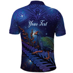 Takahe New Zealand Personalised Polo Shirt Harakeke Silver Fern Maori Pattern