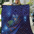 Takahe New Zealand Personalised Quilt Harakeke Silver Fern Maori Pattern