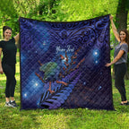 Takahe New Zealand Personalised Quilt Harakeke Silver Fern Maori Pattern