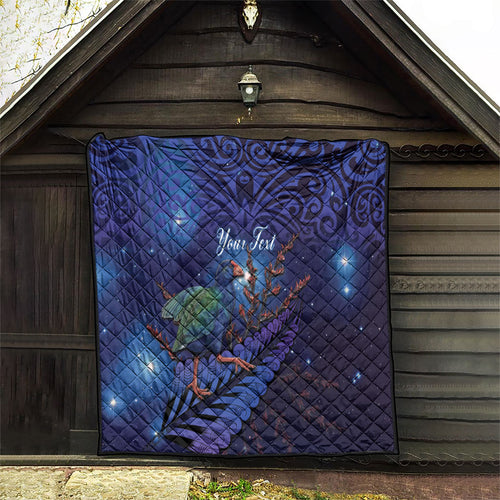 Takahe New Zealand Personalised Quilt Harakeke Silver Fern Maori Pattern