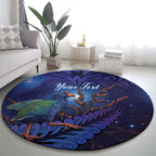 Takahe New Zealand Personalised Round Carpet Harakeke Silver Fern Maori Pattern