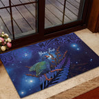 Takahe New Zealand Personalised Rubber Doormat Harakeke Silver Fern Maori Pattern