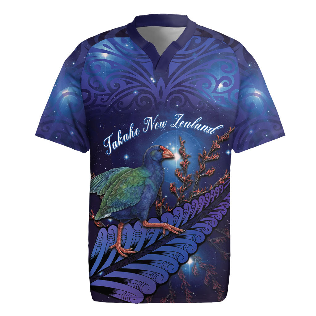 Takahe New Zealand Personalised Rugby Jersey Harakeke Silver Fern Maori Pattern