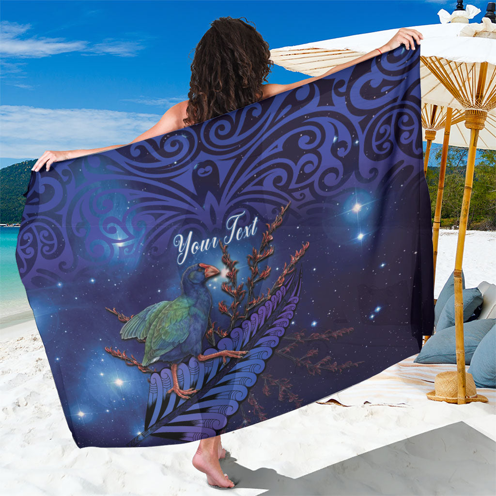 Takahe New Zealand Personalised Sarong Harakeke Silver Fern Maori Pattern