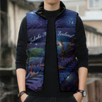 Takahe New Zealand Personalised Sleeveless Puffer Jacket Harakeke Silver Fern Maori Pattern