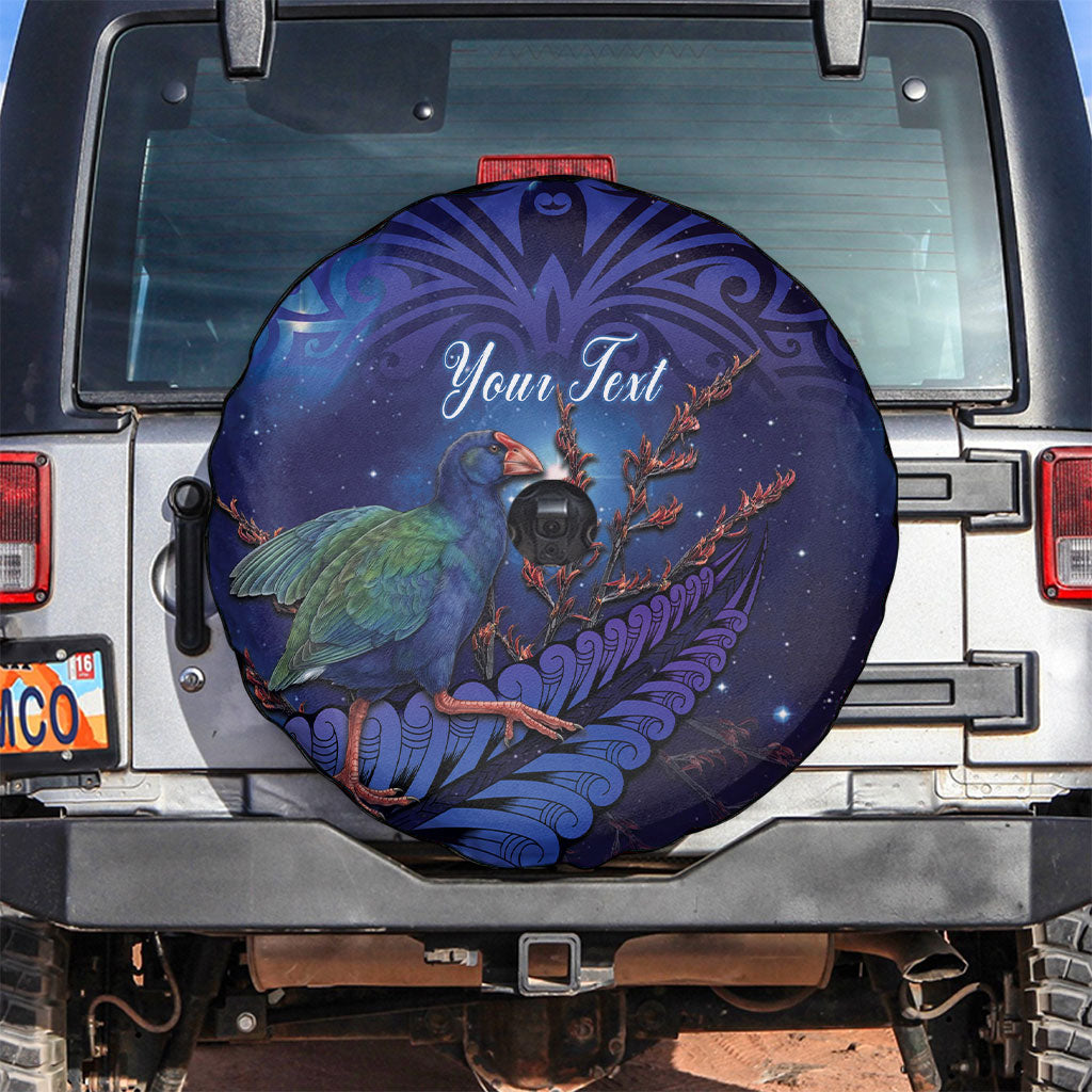 Takahe New Zealand Personalised Spare Tire Cover Harakeke Silver Fern Maori Pattern