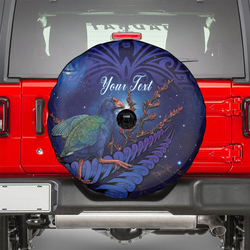 Takahe New Zealand Personalised Spare Tire Cover Harakeke Silver Fern Maori Pattern