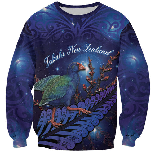 Takahe New Zealand Personalised Sweatshirt Harakeke Silver Fern Maori Pattern