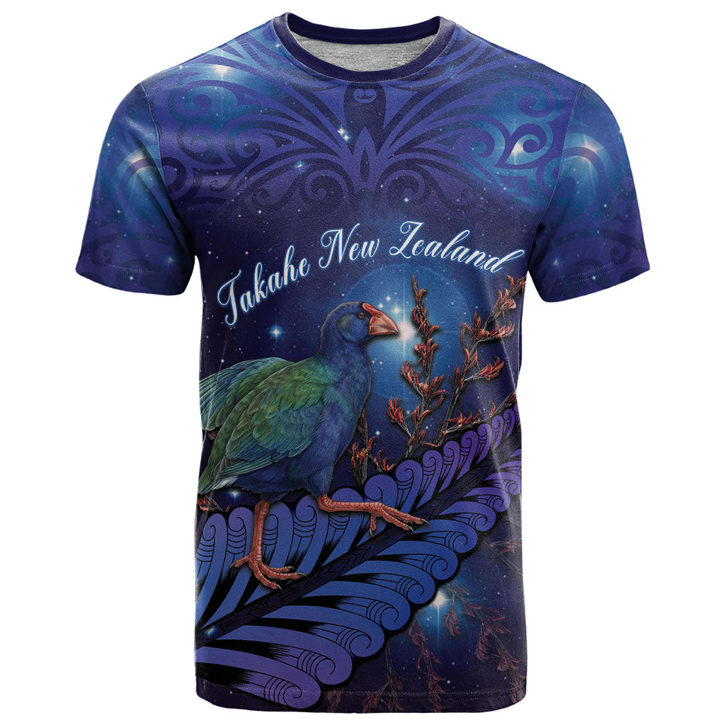 Takahe New Zealand Personalised T Shirt Harakeke Silver Fern Maori Pattern