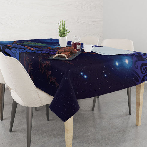 Takahe New Zealand Personalised Tablecloth Harakeke Silver Fern Maori Pattern