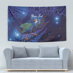 Takahe New Zealand Personalised Tapestry Harakeke Silver Fern Maori Pattern