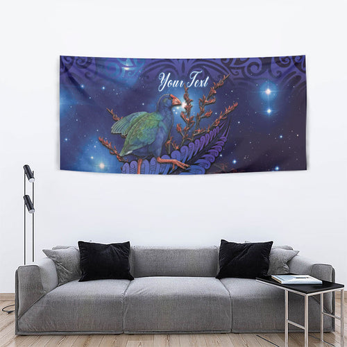 Takahe New Zealand Personalised Tapestry Harakeke Silver Fern Maori Pattern
