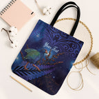 Takahe New Zealand Personalised Tote Bag Harakeke Silver Fern Maori Pattern