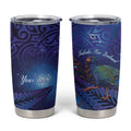 Takahe New Zealand Personalised Tumbler Cup Harakeke Silver Fern Maori Pattern