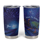Takahe New Zealand Personalised Tumbler Cup Harakeke Silver Fern Maori Pattern