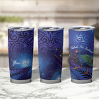 Takahe New Zealand Personalised Tumbler Cup Harakeke Silver Fern Maori Pattern