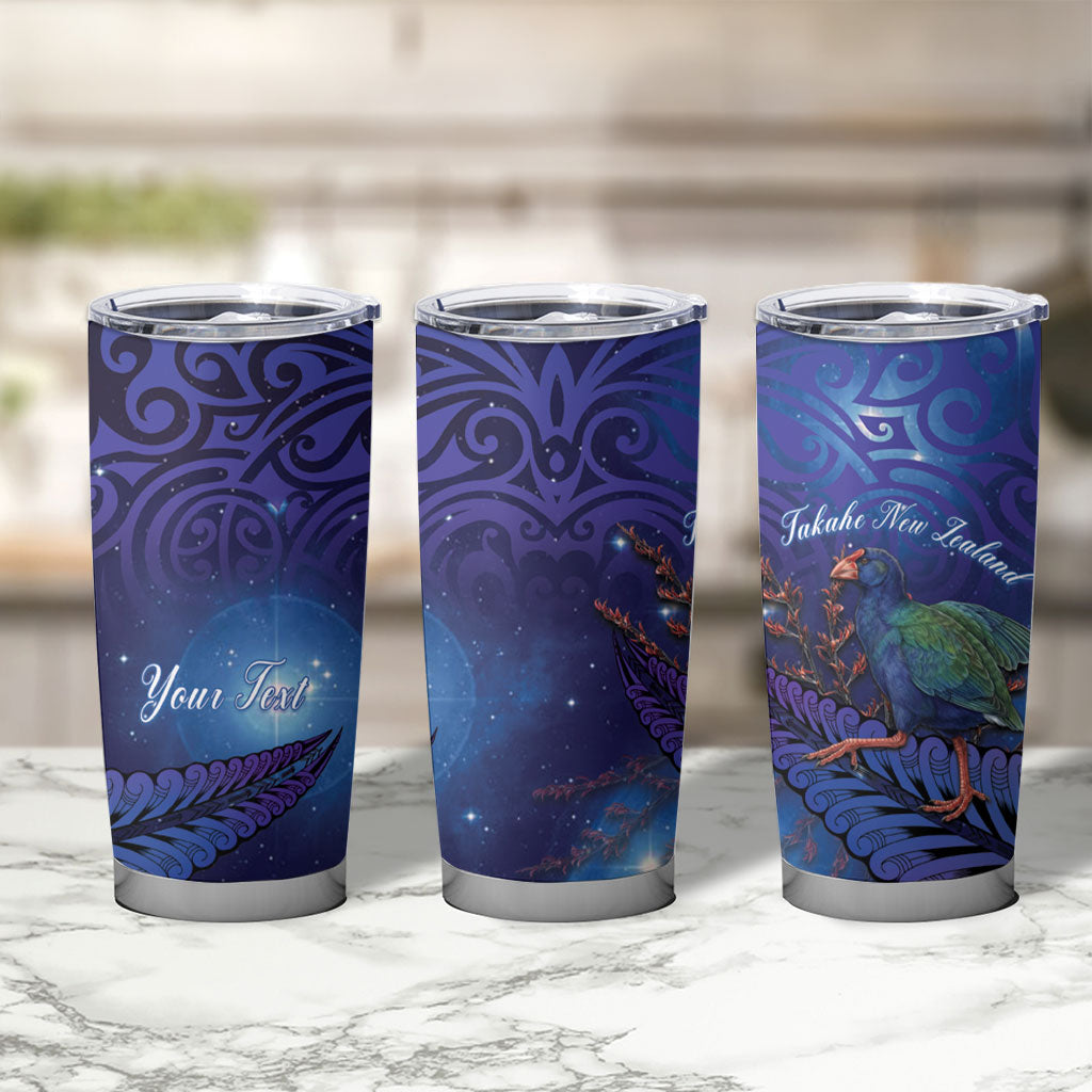 Takahe New Zealand Personalised Tumbler Cup Harakeke Silver Fern Maori Pattern