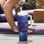 Takahe New Zealand Personalised Tumbler With Handle Harakeke Silver Fern Maori Pattern