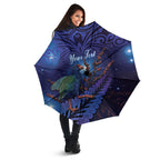 Takahe New Zealand Personalised Umbrella Harakeke Silver Fern Maori Pattern