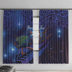 Takahe New Zealand Personalised Window Curtain Harakeke Silver Fern Maori Pattern