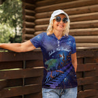 Takahe New Zealand Personalised Women Polo Shirt Harakeke Silver Fern Maori Pattern