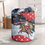 Australia Christmas In July Laundry Basket Santa Horse Racing Aboriginal Dot Art