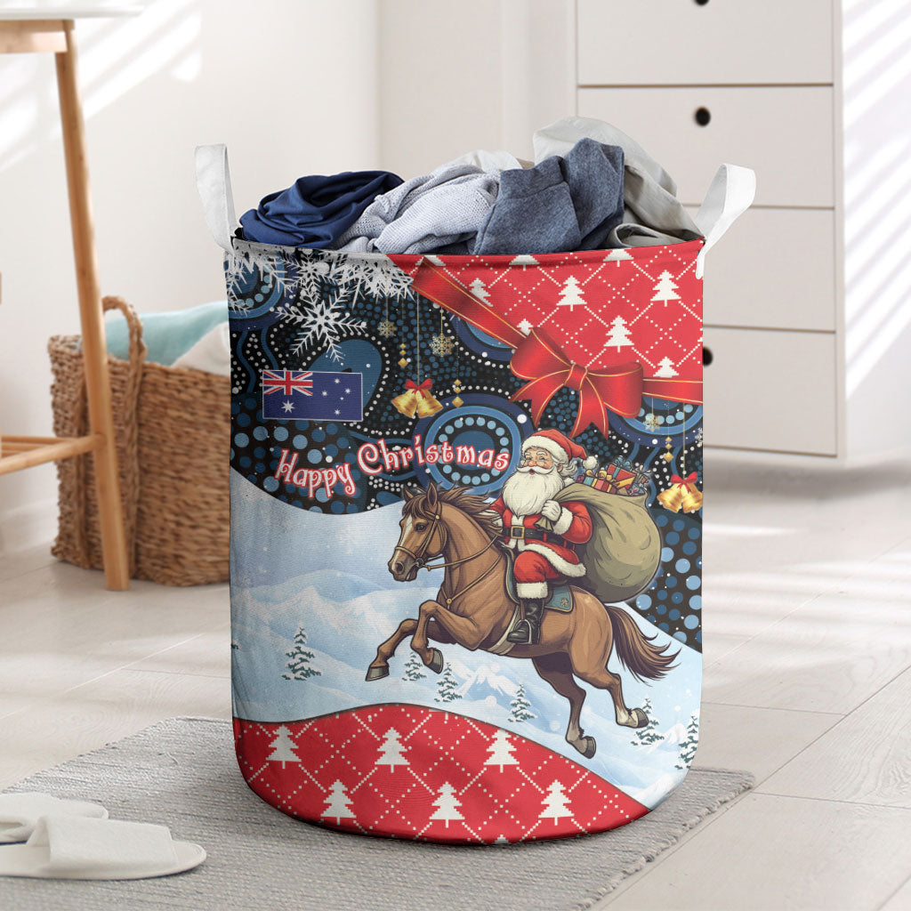 Australia Christmas In July Laundry Basket Santa Horse Racing Aboriginal Dot Art