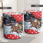 Australia Christmas In July Laundry Basket Santa Horse Racing Aboriginal Dot Art