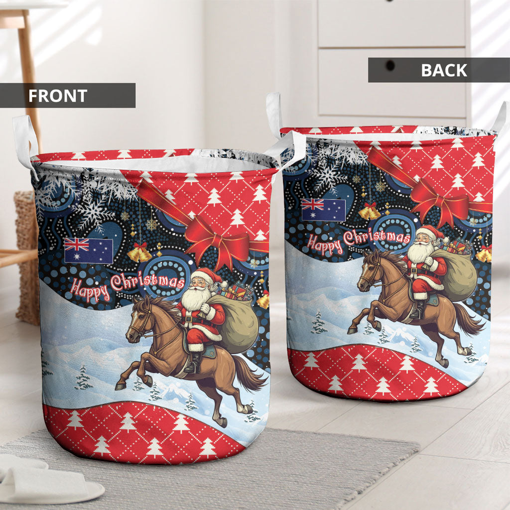Australia Christmas In July Laundry Basket Santa Horse Racing Aboriginal Dot Art