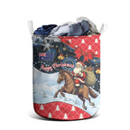 Australia Christmas In July Laundry Basket Santa Horse Racing Aboriginal Dot Art